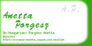anetta porgesz business card
